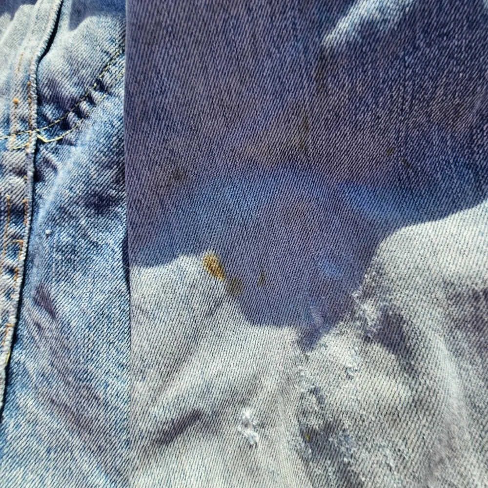 True VTG Lined Denim Trucker Jacket Type 3 Lg (Boxy) Faded And Stained Red Gut